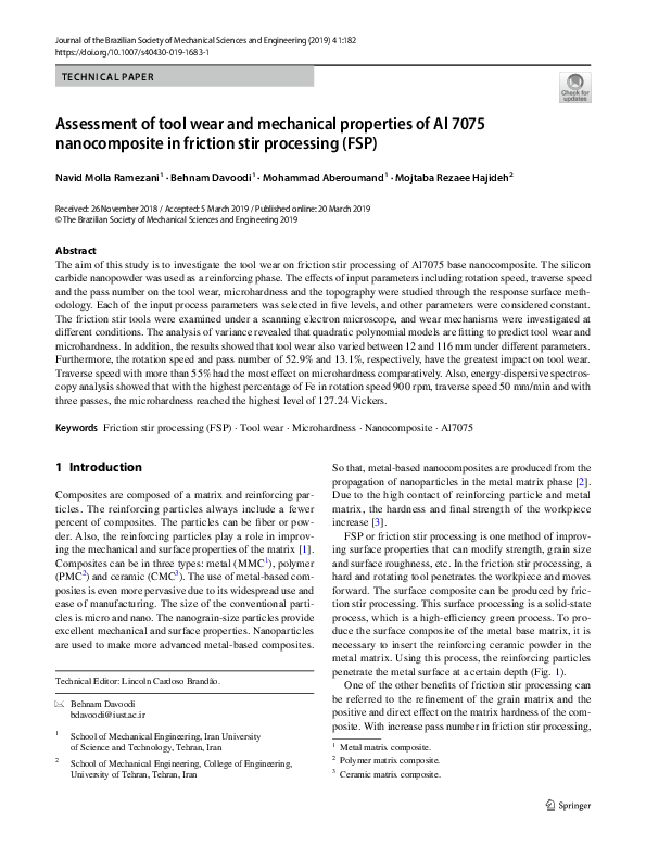(PDF) Assessment of tool wear and mechanical properties of Al 7075 ...