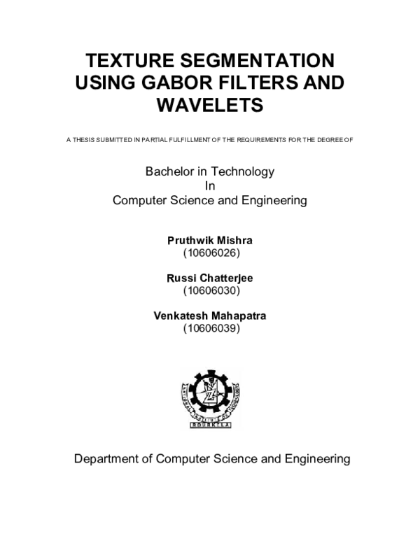 (PDF) Texture Segmentation Using Gabor Filters and Wavelets