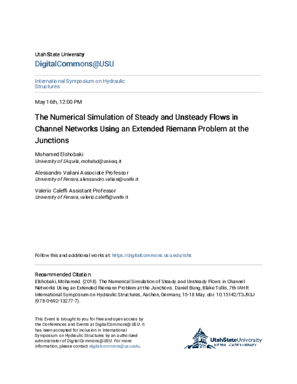 (PDF) The Numerical Simulation of Steady and Unsteady Flows in Channel ...