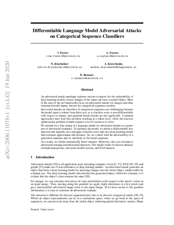 (PDF) Differentiable Language Model Adversarial Attacks on Categorical ...