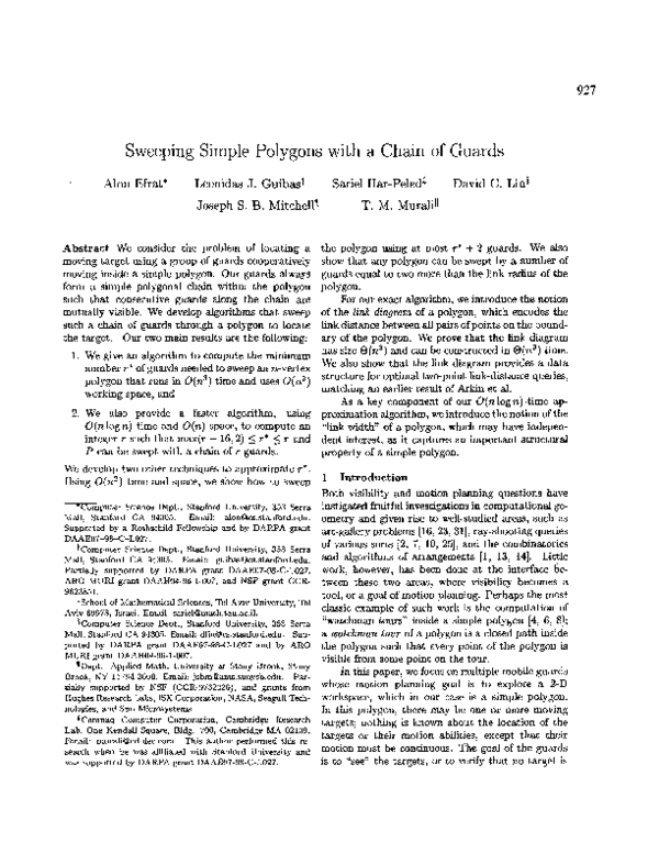 (PDF) Sweeping simple polygons with a chain of guards