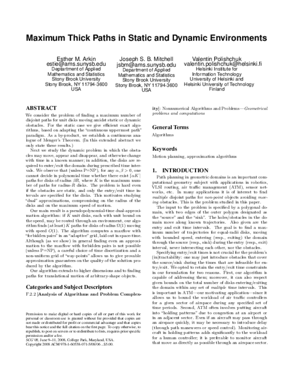 (PDF) Maximum thick paths in static and dynamic environments