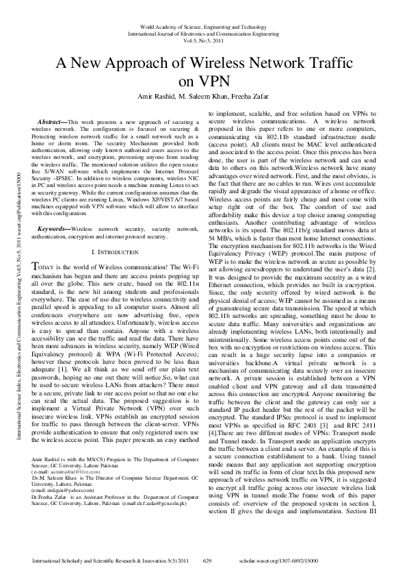 (PDF) A New Approach Of Wireless Network Traffic On Vpn