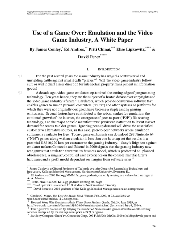 (PDF) Use of a Game Over: Emulation and the Video Game Industry, A ...