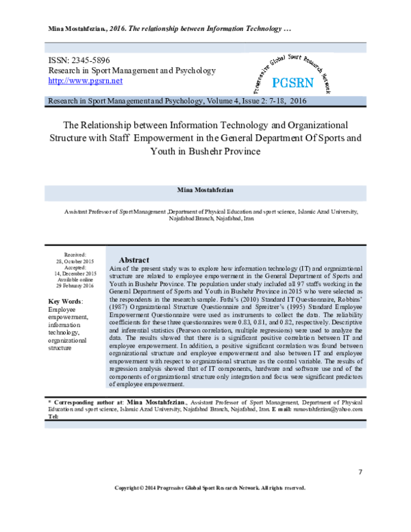 (PDF) The Relationship between Information Technology and ...