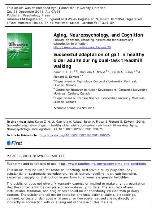 (PDF) Successful adaptation of gait in healthy older adults during dual ...