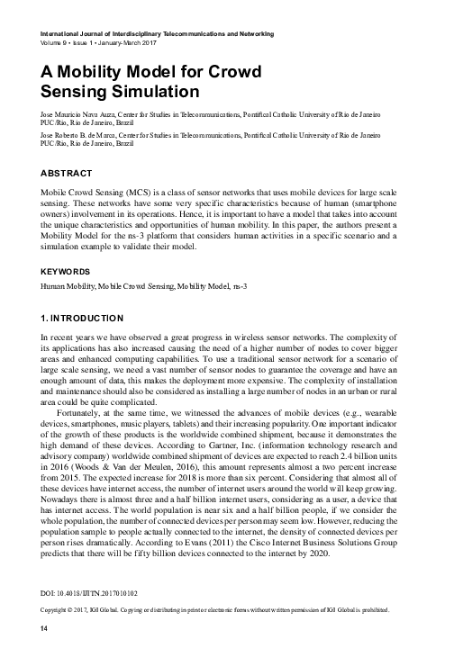 (PDF) A Mobility Model for Crowd Sensing Simulation