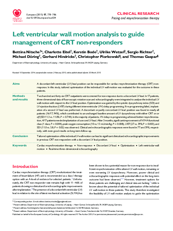 (PDF) Left ventricular wall motion analysis to guide management of CRT ...