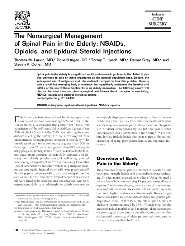 (PDF) The Nonsurgical Management of Spinal Pain in the Elderly: NSAIDs ...