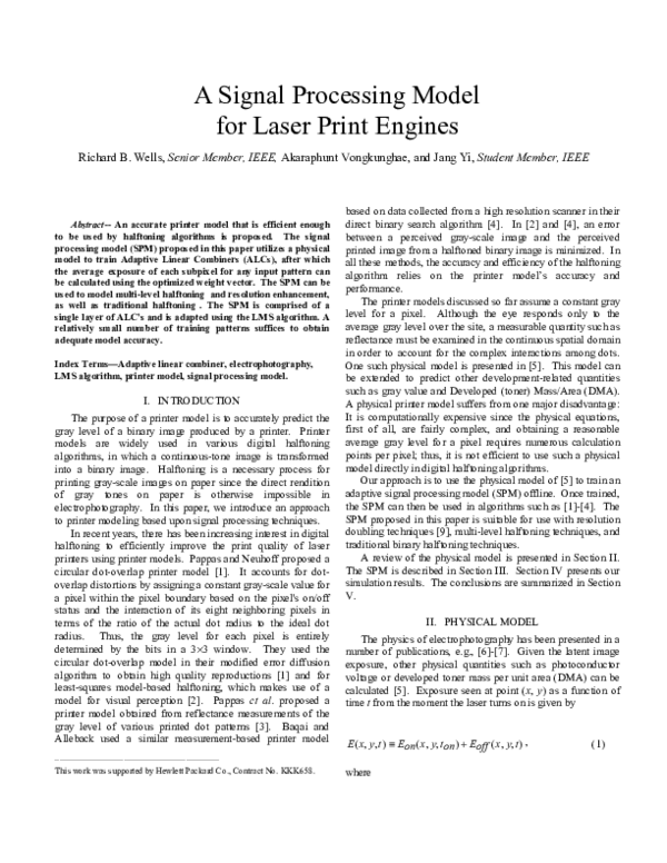 (PDF) A signal processing model for laser print engines