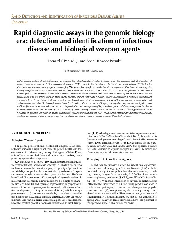 (PDF) Rapid diagnostic assays in the genomic biology era: detection and ...