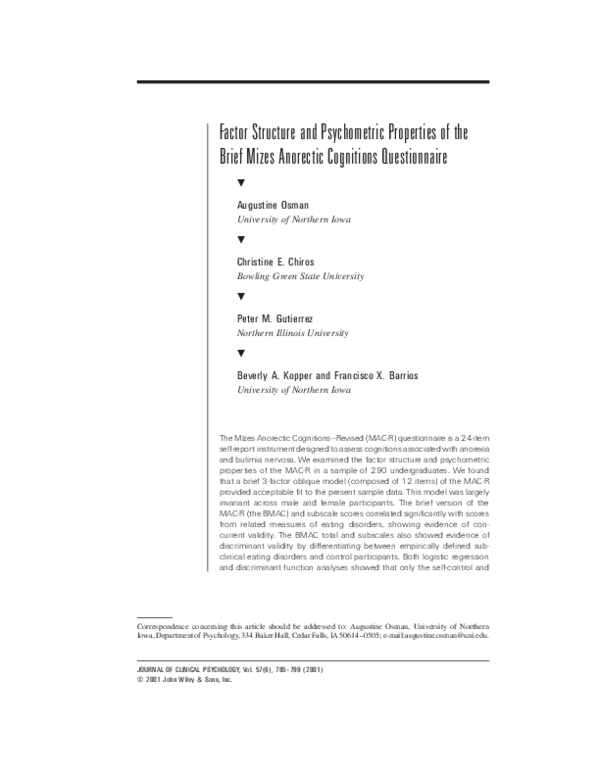 (PDF) Factor Structure and Psychometric Properties of the Emotional ...