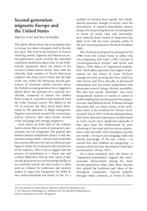(PDF) Second-generation migrants: Europe and the United States