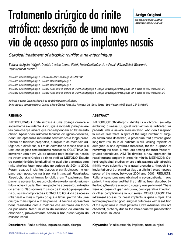 (PDF) Tratamento cirúrgico da rinite atrófica: descrição de uma nova ...