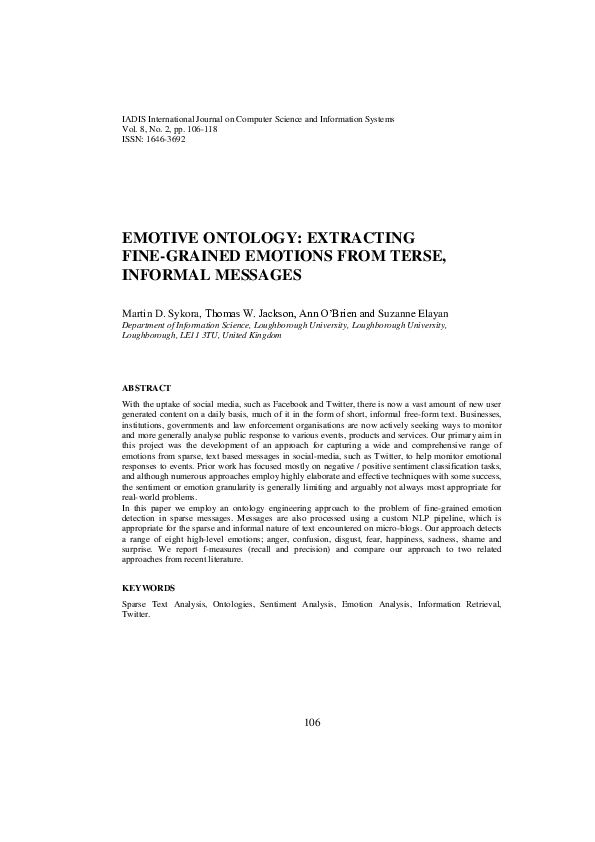 (PDF) Emotive ontology: Extracting fine-grained emotions from terse ...