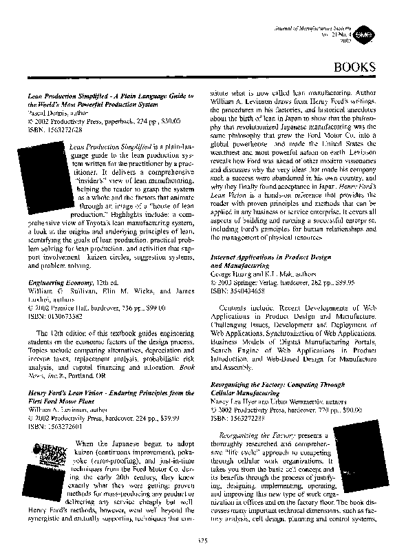 (PDF) Reorganizing the factory: Competing through cellular manufacturing
