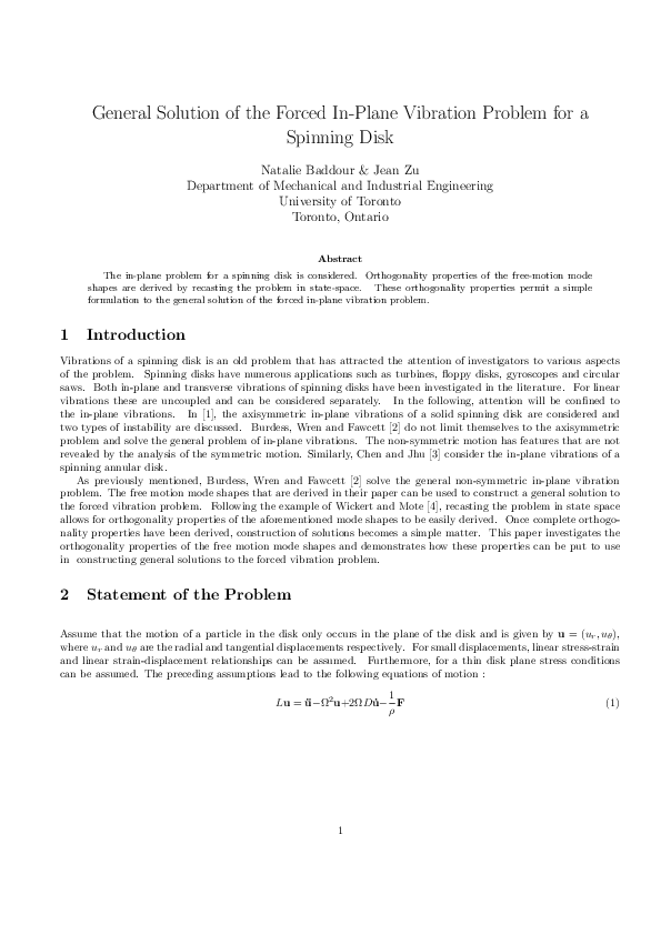 (PDF) General solution of the forced in-plane vibration problem for a ...