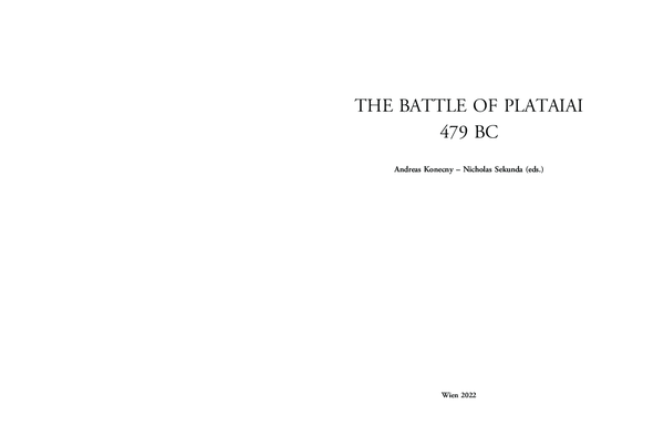 Pdf The Battle Of Plataiai Topography And Tactics Andreas Konecny Academia Edu