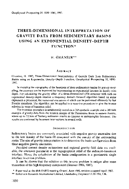 (PDF) Three-Dimensional Interpretation of Gravity Data from Sedimentary ...