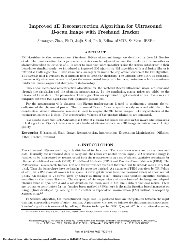(PDF) Improved 3D reconstruction algorithm for ultrasound B-scan image ...