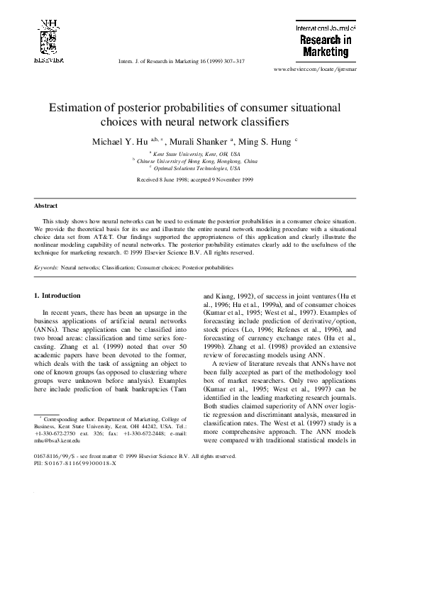 (PDF) Estimation of posterior probabilities of consumer situational ...