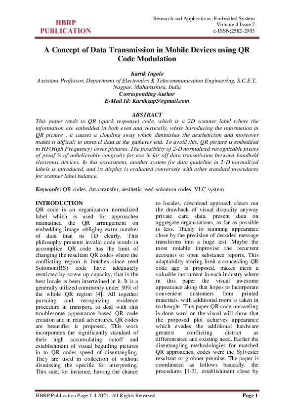 (PDF) A Concept of Data Transmission in Mobile Devices using QR Code ...