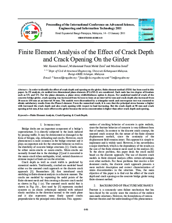(PDF) Finite Element Analysis of the Effect of Crack Depth and Crack ...