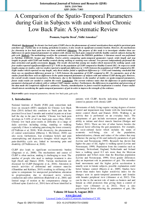 (PDF) A Comparison of the Spatio-Temporal Parameters during Gait in ...