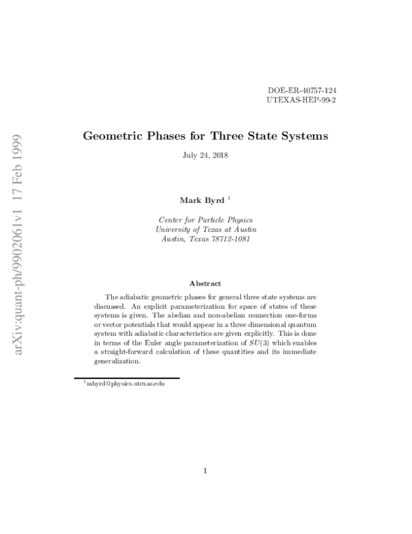 (PDF) Geometric Phases for Three State Systems