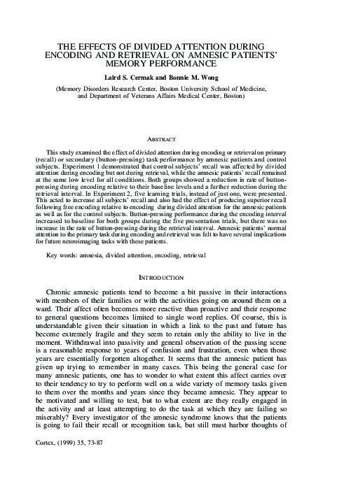 (PDF) The Effects of Divided Attention During Encoding and Retrieval on ...