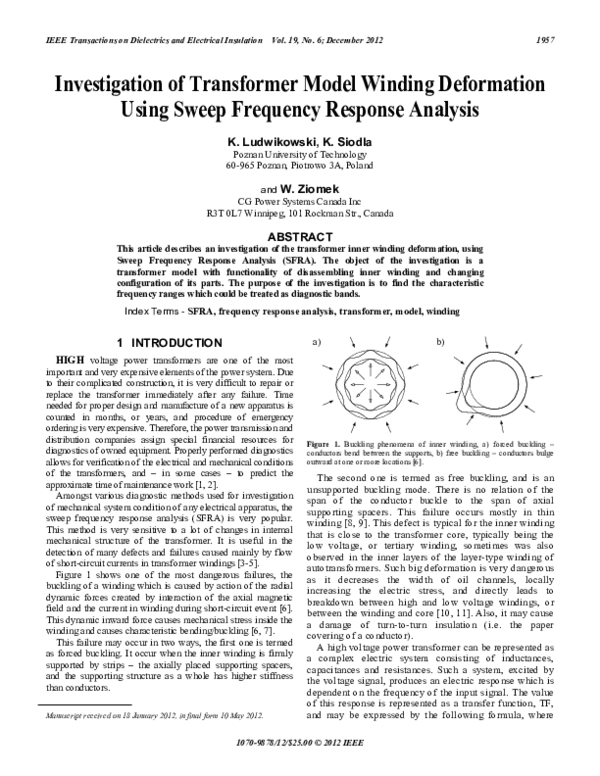 (PDF) Investigation of transformer model winding deformation using