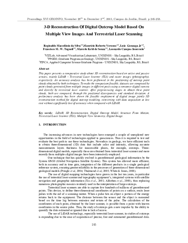 (PDF) 3-D Reconstruction Of Digital Outcrop Model Based On Multiple ...