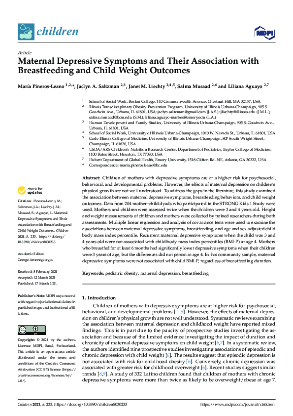 (PDF) Maternal Depressive Symptoms and Their Association with ...