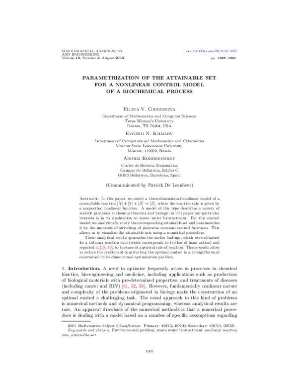 (PDF) Parametrization of the attainable set for a nonlinear control ...