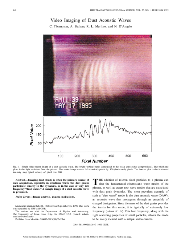 (PDF) Video imaging of dust acoustic waves