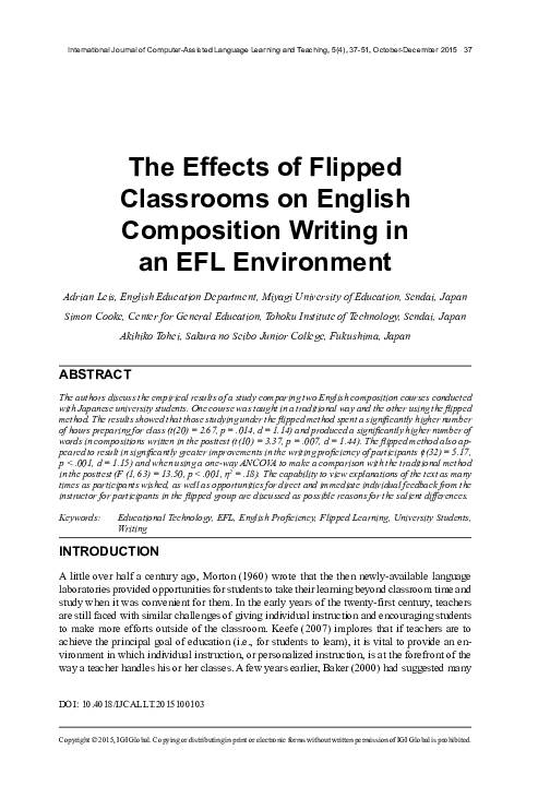 (PDF) The Effects of Flipped Classrooms on English Composition Writing ...