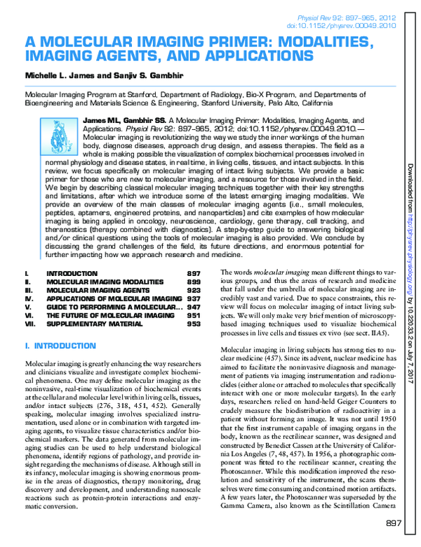(PDF) A molecular imaging primer: modalities, imaging agents, and ...