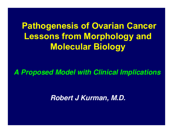 (PDF) Pathogenesis of Ovarian Cancer