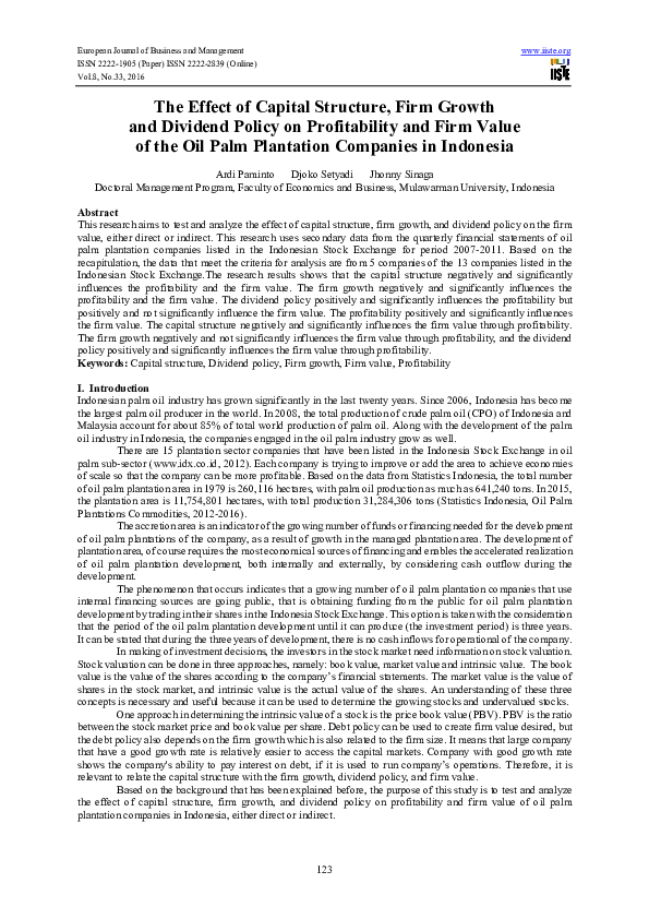 (PDF) The Effect of Capital Structure, Firm Growth and Dividend Policy ...