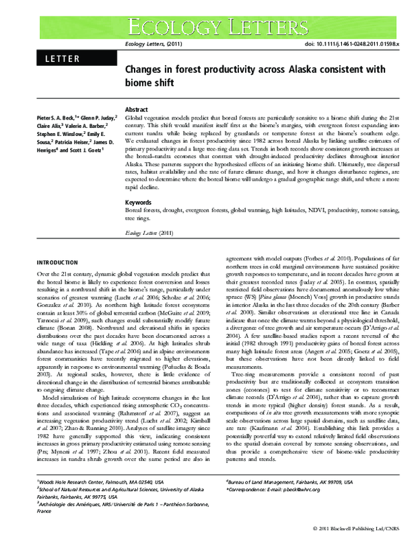 (PDF) Changes in forest productivity across Alaska consistent with ...