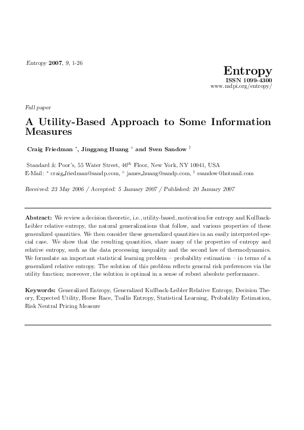 (PDF) A Utility-Based Approach to Some Information Measures