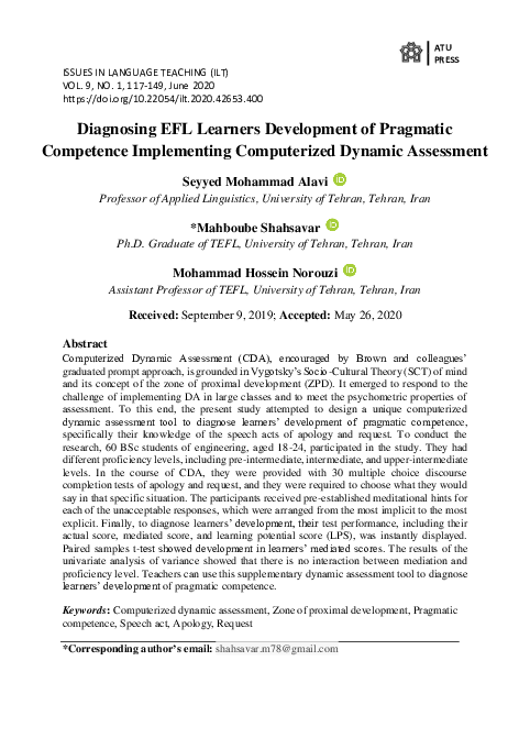 (PDF) Diagnosing EFL Learners Development of Pragmatic Competence ...
