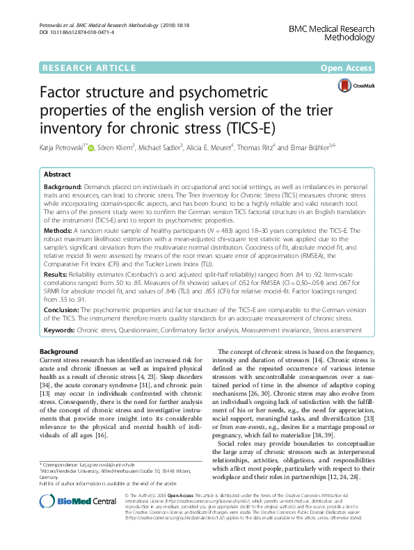 (PDF) Factor structure and psychometric properties of the english ...