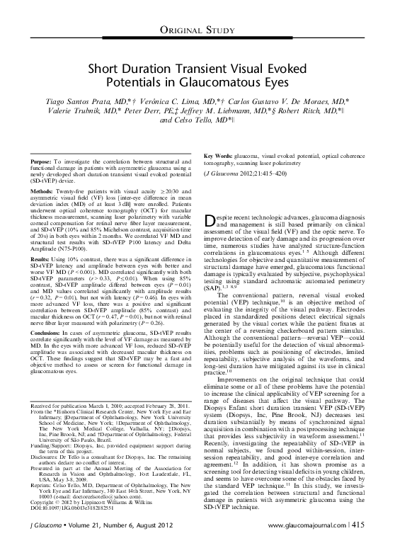 (PDF) Short Duration Transient Visual Evoked Potentials in Glaucomatous ...