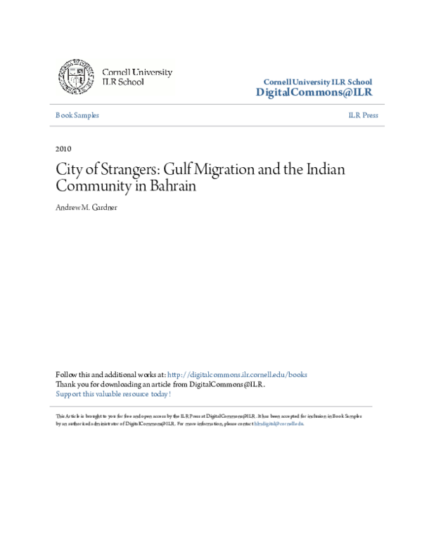(PDF) City of Strangers : Gulf Migration and the Indian Community in ...