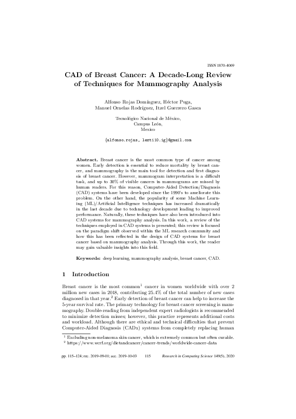 (PDF) CAD of Breast Cancer: A Decade-Long Review of Techniques for ...