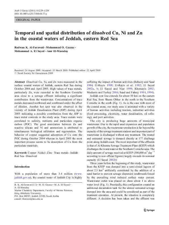 (PDF) Temporal and spatial distribution of dissolved Cu, Ni and Zn in ...