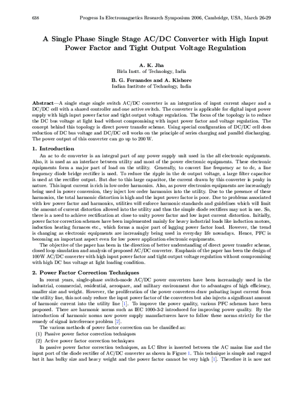 (PDF) Single Phase Single Stage AC/DC Converter with High Input Power ...
