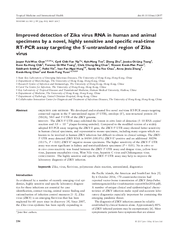 (PDF) Improved detection of Zika virus RNA in human and animal ...