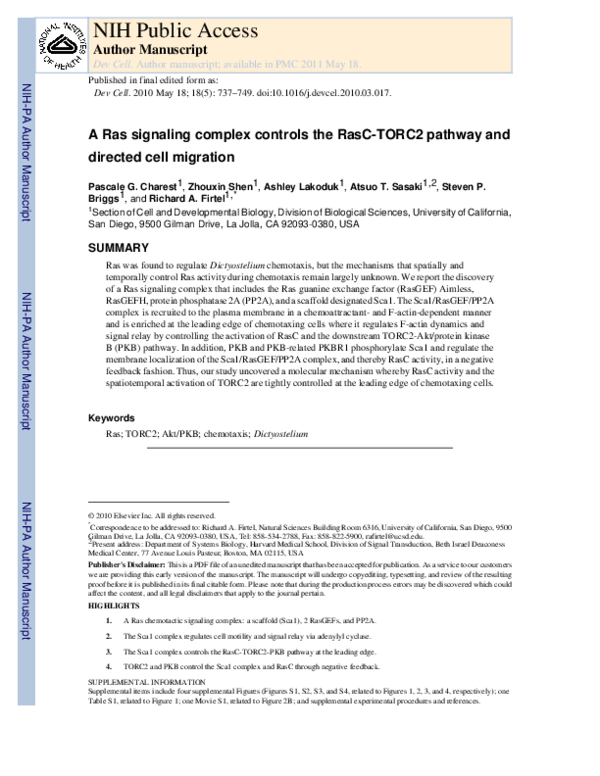 (PDF) Faculty of 1000 evaluation for A Ras signaling complex controls ...